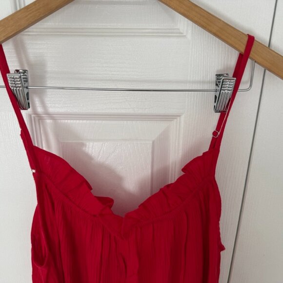 J Crew Red ruffle beach dress in airy gauze, M/L - Picture 3 of 5